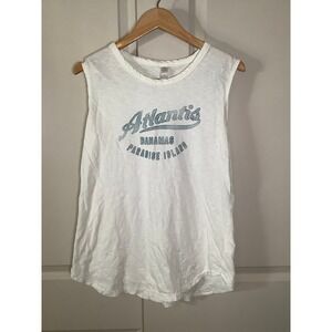 Atlantis Bahamas Resort Tank Top Size Medium 100% Cotton White Summer Casual